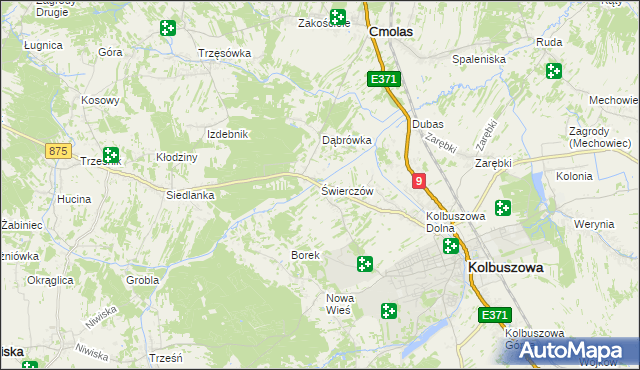 mapa Świerczów gmina Kolbuszowa, Świerczów gmina Kolbuszowa na mapie Targeo