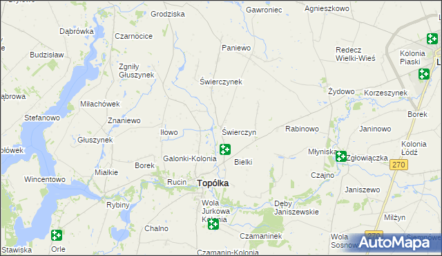 mapa Świerczyn gmina Topólka, Świerczyn gmina Topólka na mapie Targeo