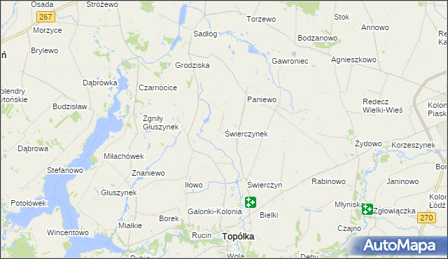 mapa Świerczynek gmina Topólka, Świerczynek gmina Topólka na mapie Targeo