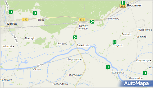 mapa Świerkocin gmina Witnica, Świerkocin gmina Witnica na mapie Targeo