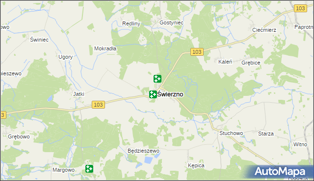 mapa Świerzno powiat kamieński, Świerzno powiat kamieński na mapie Targeo