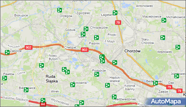 mapa Świętochłowice, Świętochłowice na mapie Targeo