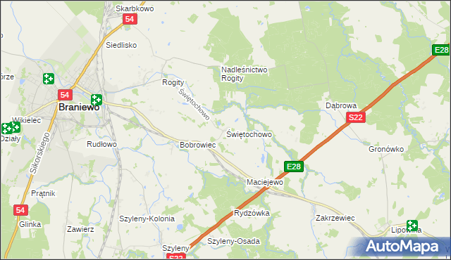 mapa Świętochowo, Świętochowo na mapie Targeo