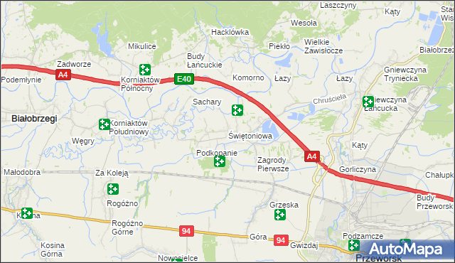 mapa Świętoniowa, Świętoniowa na mapie Targeo