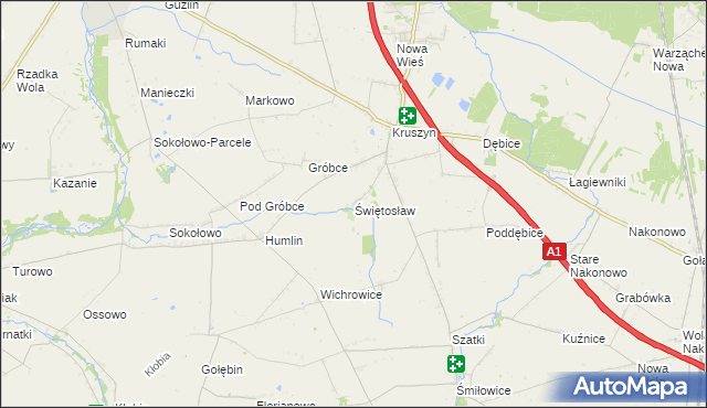 mapa Świętosław gmina Włocławek, Świętosław gmina Włocławek na mapie Targeo