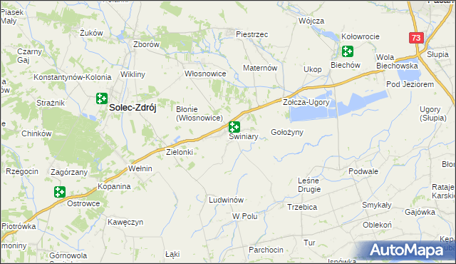 mapa Świniary gmina Solec-Zdrój, Świniary gmina Solec-Zdrój na mapie Targeo