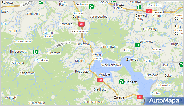 mapa Świnna Poręba, Świnna Poręba na mapie Targeo