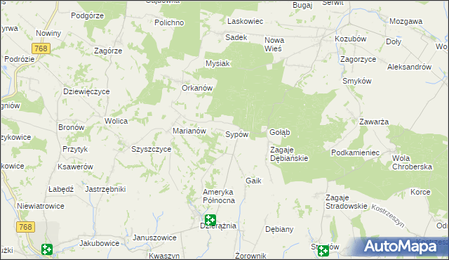 mapa Sypów, Sypów na mapie Targeo