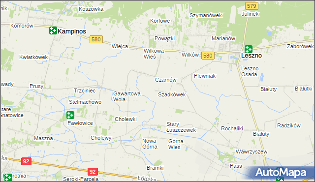 mapa Szadkówek, Szadkówek na mapie Targeo