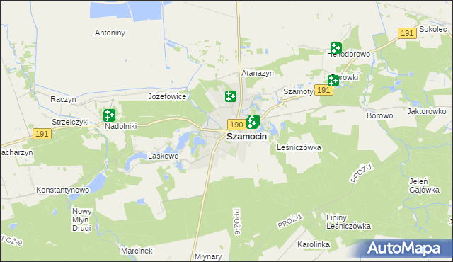 mapa Szamocin powiat chodzieski, Szamocin powiat chodzieski na mapie Targeo