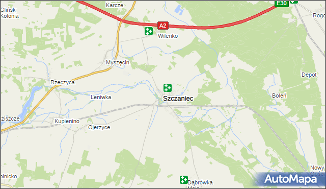 mapa Szczaniec, Szczaniec na mapie Targeo