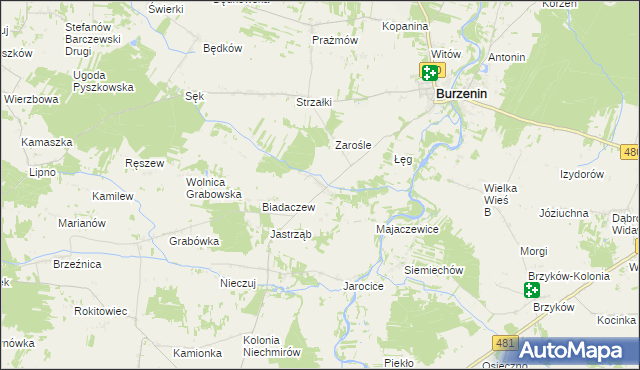 mapa Szczawno gmina Burzenin, Szczawno gmina Burzenin na mapie Targeo