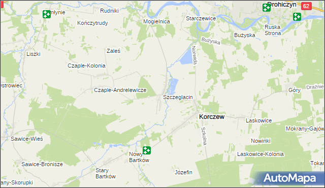 mapa Szczeglacin, Szczeglacin na mapie Targeo