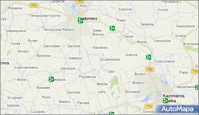 mapa Szczekarzów, Szczekarzów na mapie Targeo