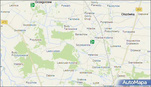 mapa Szczepanów gmina Olszówka, Szczepanów gmina Olszówka na mapie Targeo