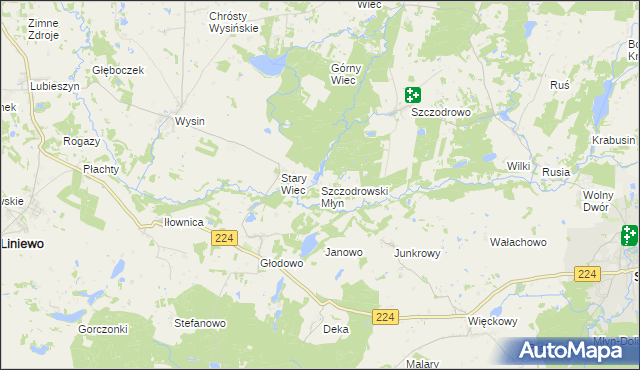 mapa Szczodrowski Młyn, Szczodrowski Młyn na mapie Targeo