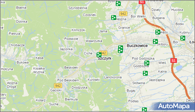 mapa Szczyrk, Szczyrk na mapie Targeo