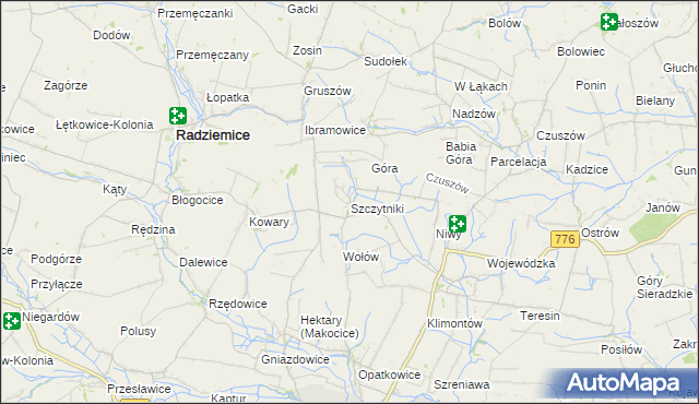 mapa Szczytniki gmina Proszowice, Szczytniki gmina Proszowice na mapie Targeo