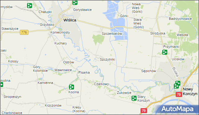 mapa Szczytniki gmina Wiślica, Szczytniki gmina Wiślica na mapie Targeo