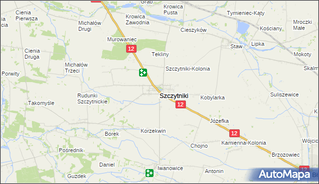 mapa Szczytniki powiat kaliski, Szczytniki powiat kaliski na mapie Targeo