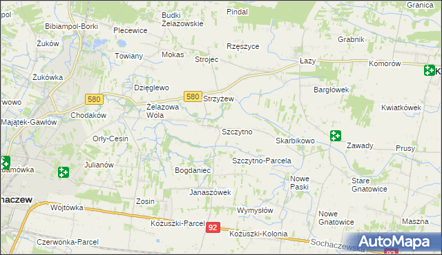 mapa Szczytno gmina Kampinos, Szczytno gmina Kampinos na mapie Targeo