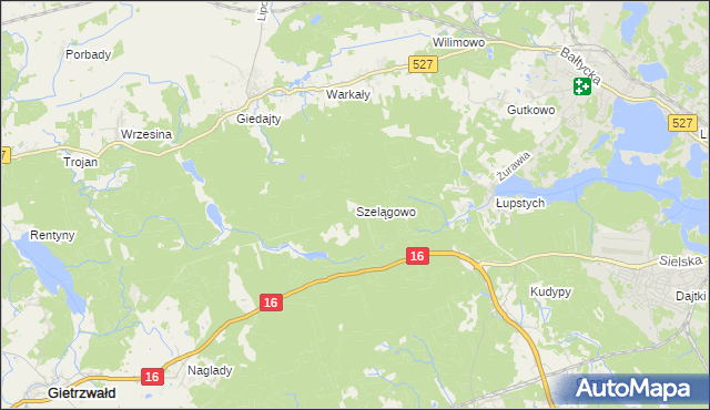 mapa Szelągowo, Szelągowo na mapie Targeo