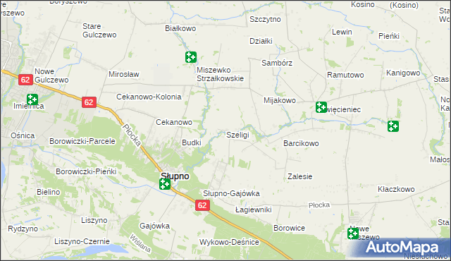 mapa Szeligi gmina Słupno, Szeligi gmina Słupno na mapie Targeo