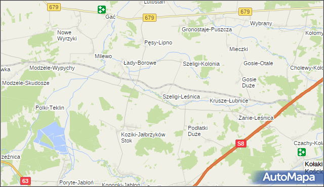 mapa Szeligi-Leśnica, Szeligi-Leśnica na mapie Targeo