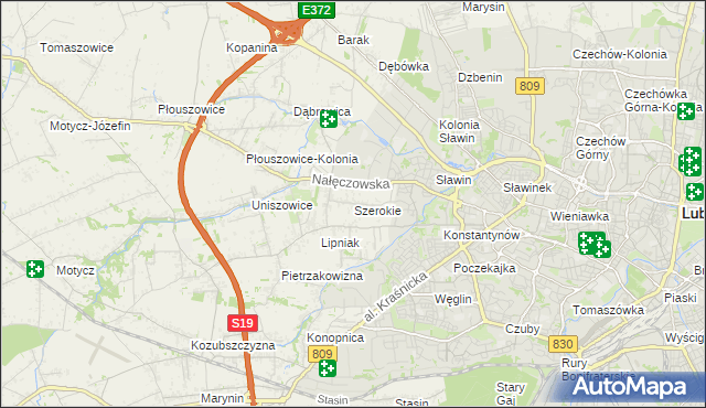 mapa Szerokie gmina Konopnica, Szerokie gmina Konopnica na mapie Targeo