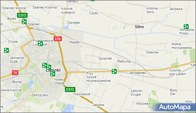 mapa Szopinek, Szopinek na mapie Targeo