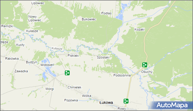 mapa Szostaki gmina Łukowa, Szostaki gmina Łukowa na mapie Targeo