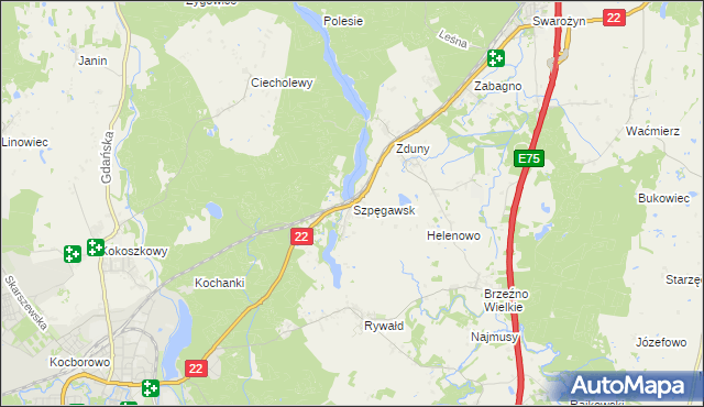 mapa Szpęgawsk, Szpęgawsk na mapie Targeo