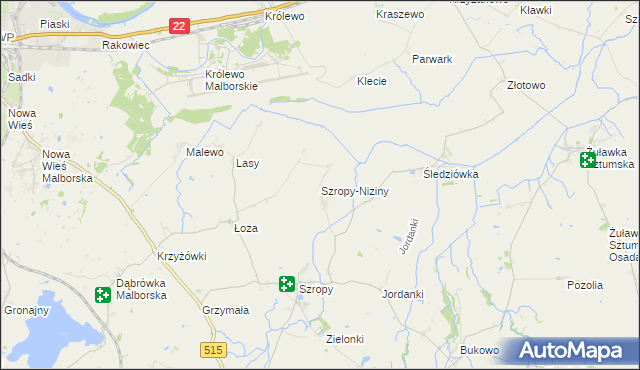 mapa Szropy-Niziny, Szropy-Niziny na mapie Targeo