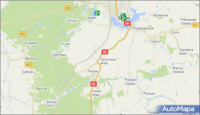 mapa Sztumska Wieś, Sztumska Wieś na mapie Targeo