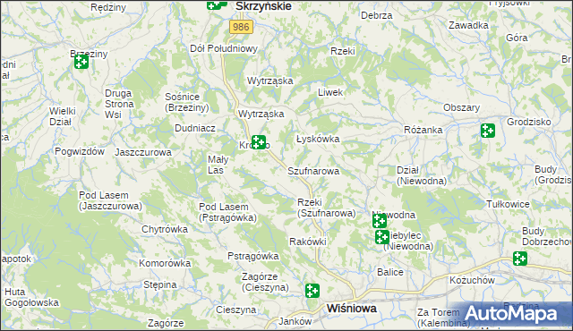 mapa Szufnarowa, Szufnarowa na mapie Targeo