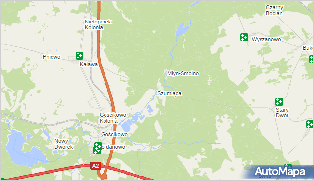 mapa Szumiąca gmina Międzyrzecz, Szumiąca gmina Międzyrzecz na mapie Targeo