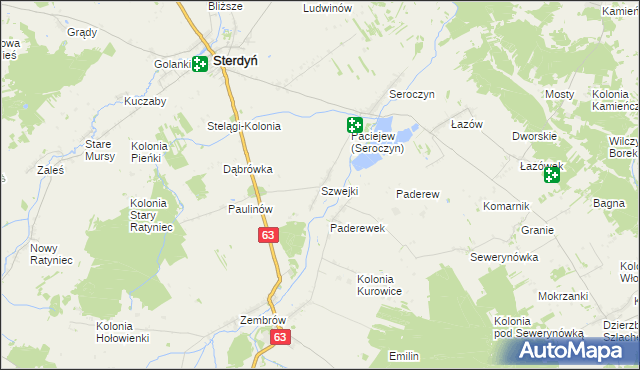 mapa Szwejki gmina Sterdyń, Szwejki gmina Sterdyń na mapie Targeo