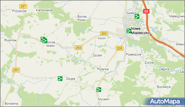 mapa Szyba gmina Nowe Miasteczko, Szyba gmina Nowe Miasteczko na mapie Targeo