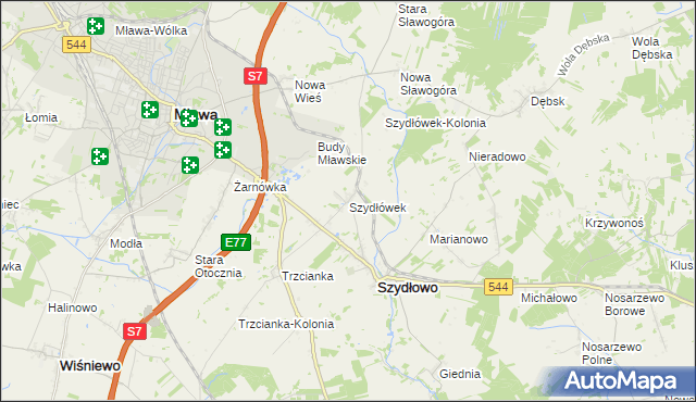 mapa Szydłówek gmina Szydłowo, Szydłówek gmina Szydłowo na mapie Targeo