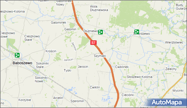 mapa Szymaki gmina Płońsk, Szymaki gmina Płońsk na mapie Targeo