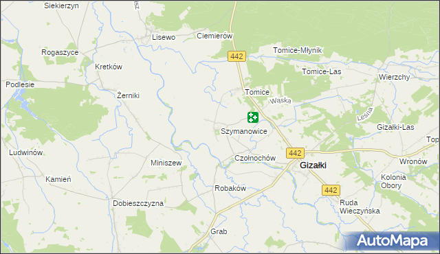 mapa Szymanowice gmina Gizałki, Szymanowice gmina Gizałki na mapie Targeo