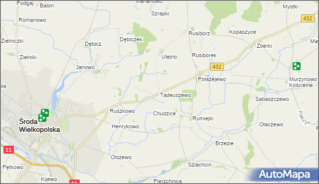 mapa Tadeuszewo, Tadeuszewo na mapie Targeo