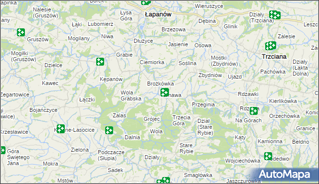 mapa Tarnawa gmina Łapanów, Tarnawa gmina Łapanów na mapie Targeo