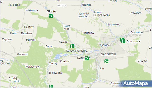 mapa Tarnawa gmina Sędziszów, Tarnawa gmina Sędziszów na mapie Targeo