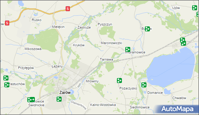 mapa Tarnawa gmina Żarów, Tarnawa gmina Żarów na mapie Targeo