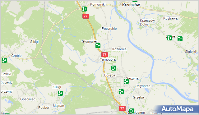 mapa Tarnogóra gmina Nowa Sarzyna, Tarnogóra gmina Nowa Sarzyna na mapie Targeo