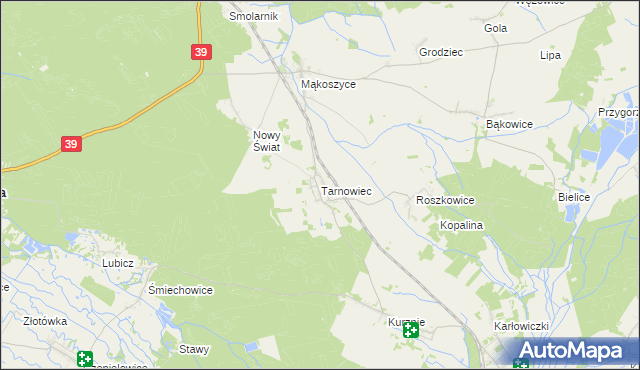 mapa Tarnowiec gmina Lubsza, Tarnowiec gmina Lubsza na mapie Targeo