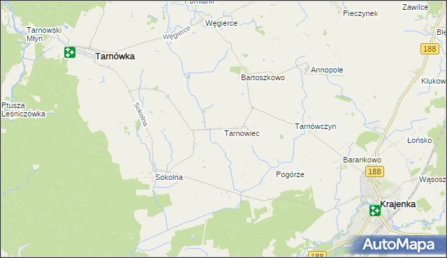 mapa Tarnowiec gmina Tarnówka, Tarnowiec gmina Tarnówka na mapie Targeo