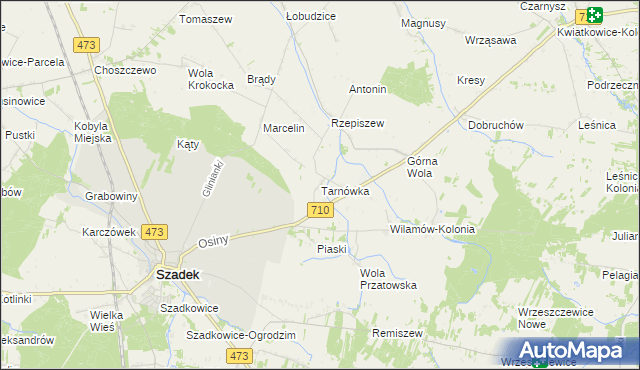 mapa Tarnówka gmina Szadek, Tarnówka gmina Szadek na mapie Targeo