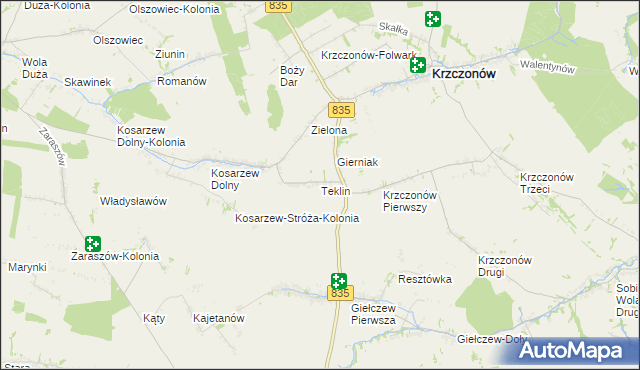 mapa Teklin gmina Krzczonów, Teklin gmina Krzczonów na mapie Targeo